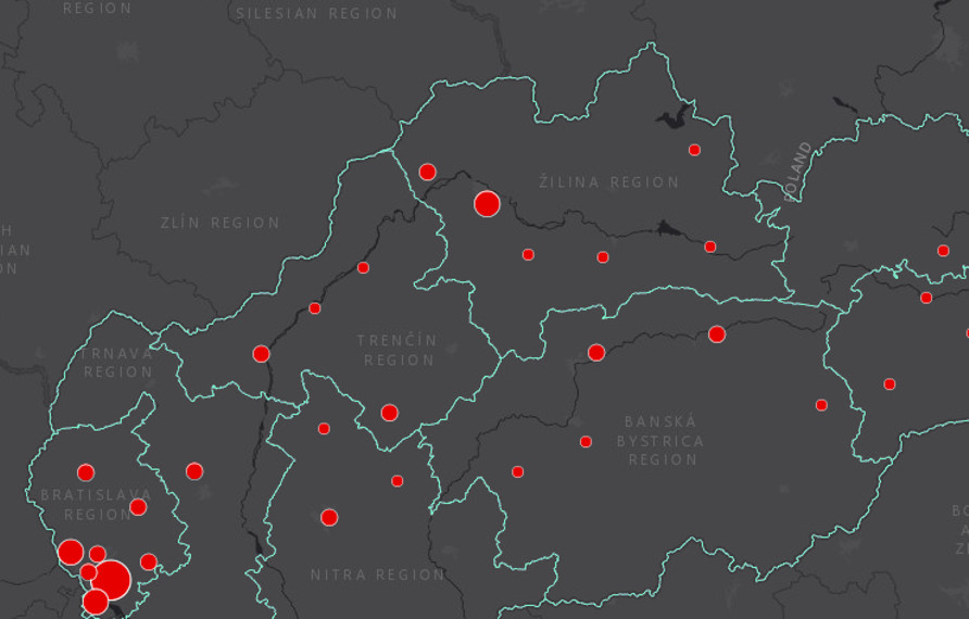 mapa koronavirus slovensko