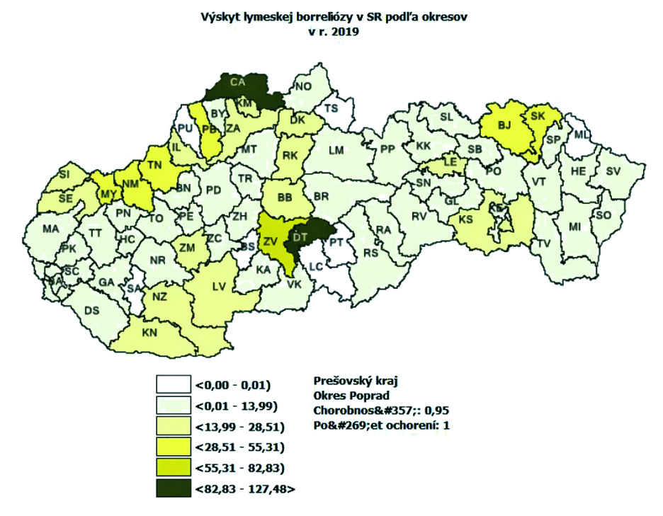 mapa borelioza 2020