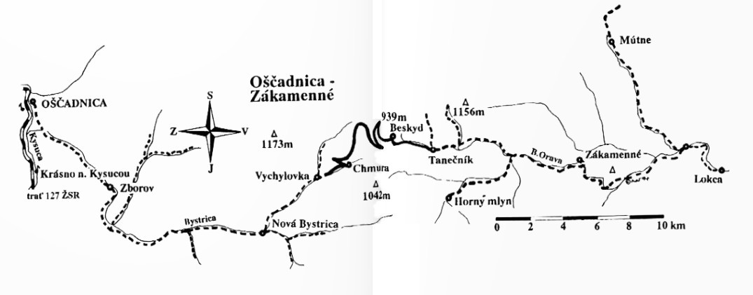 mapa kysucko oravska zeleznica
