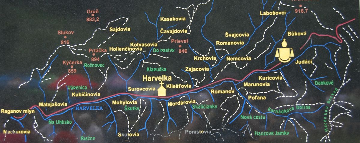 mapa osady harvelka
