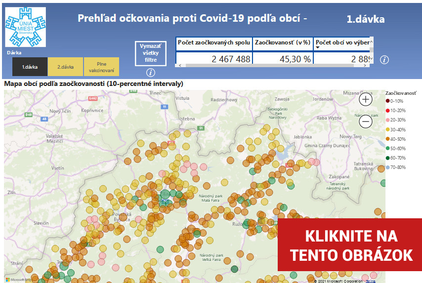 kysuce zaockovanost mapa v