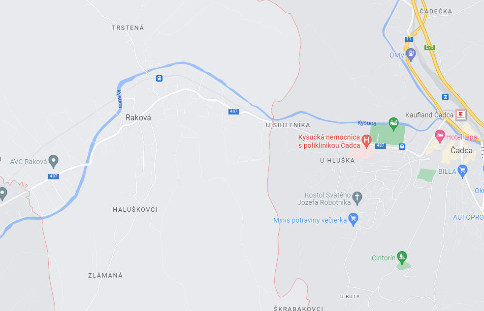 mapa rakova cesta prace