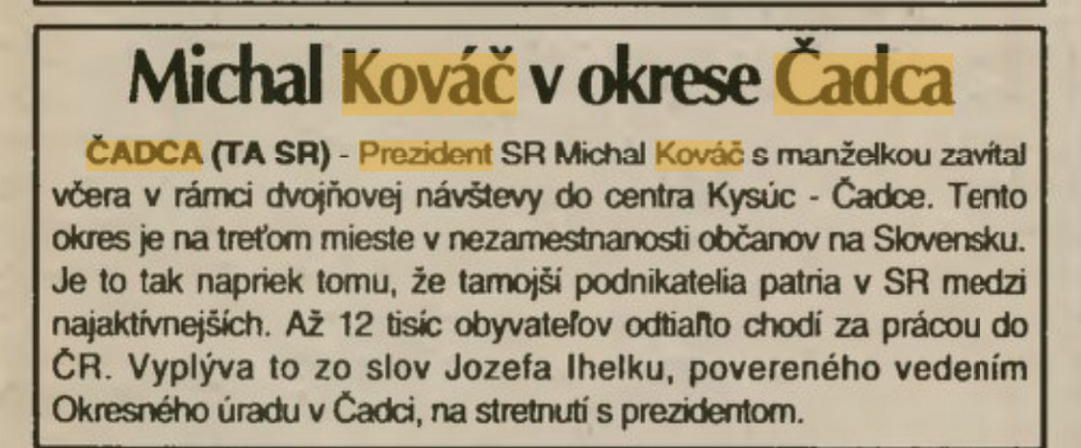 kovac navsteva cadca