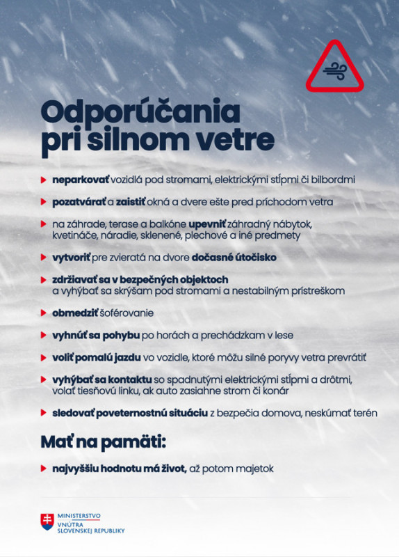 odporucania silny vietor