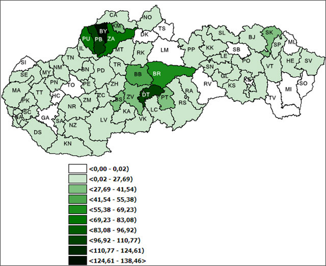 graf1 KE 2017 2021 mapa borelioza