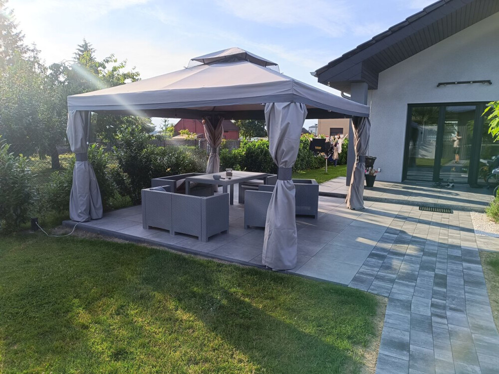 pawilon ogrodowy z moskitiera i zaslonami walencja 4 x 4 m szary garden point pawilony ogrodowe 16968