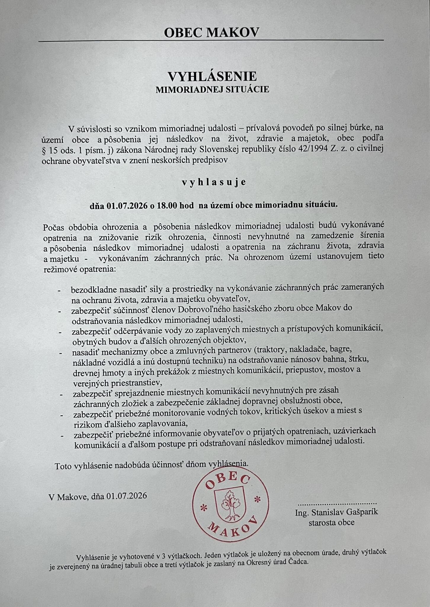 mimoriadna situácia