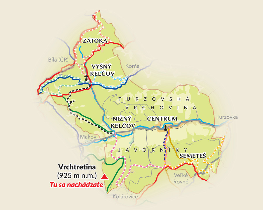 mapa vysoka nad kysucou vrchtretina