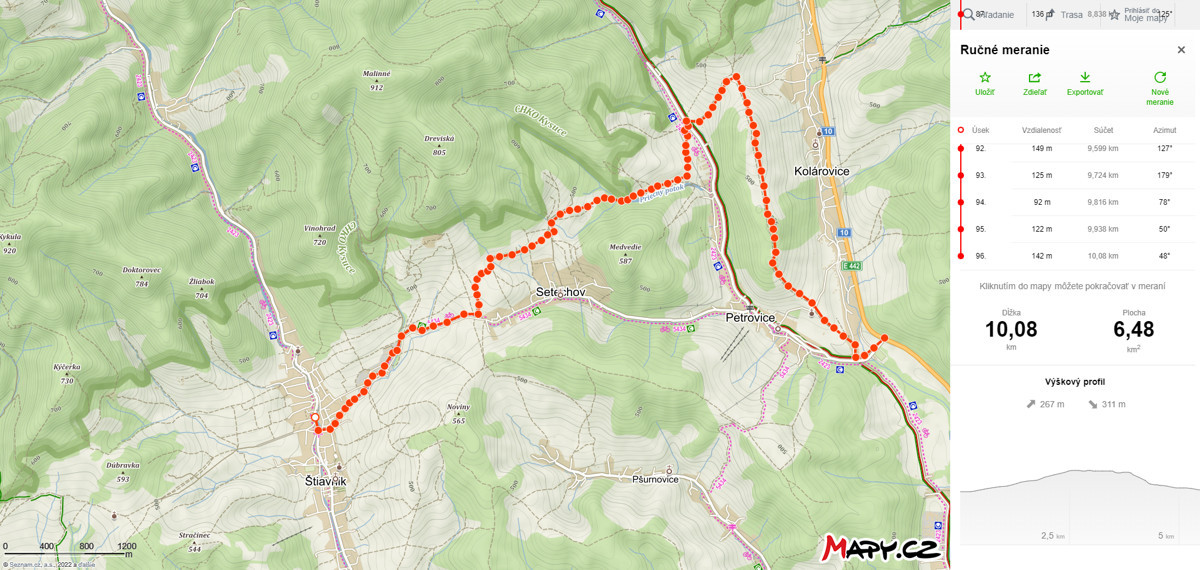 trasa stiavnik kolarovice