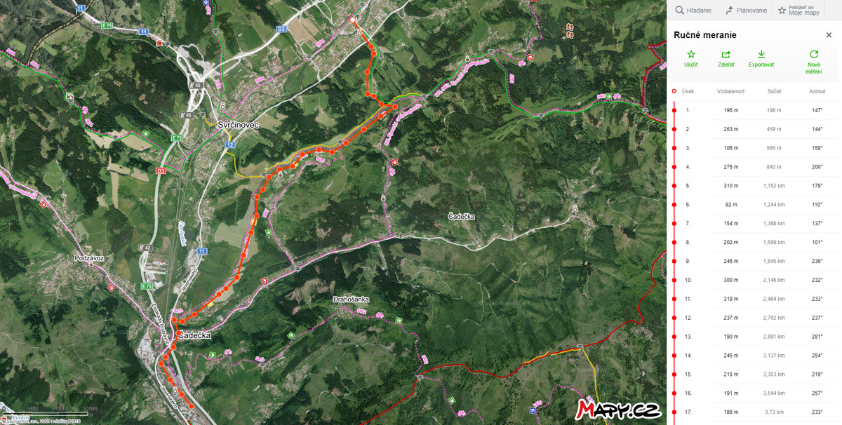 mapa cierne cadca