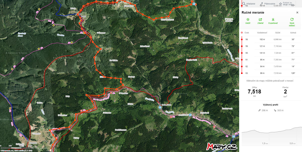mapa osady korna