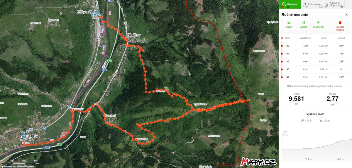 mapa vysne vane